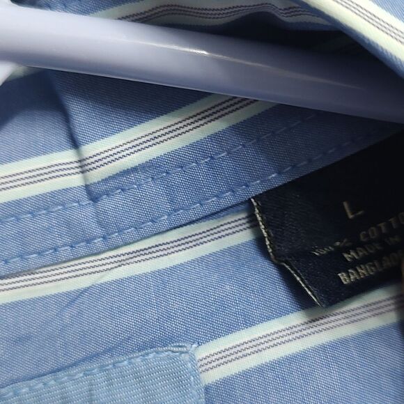 Arrow blue with white striped button down shirt Sz L - Picture 6 of 6